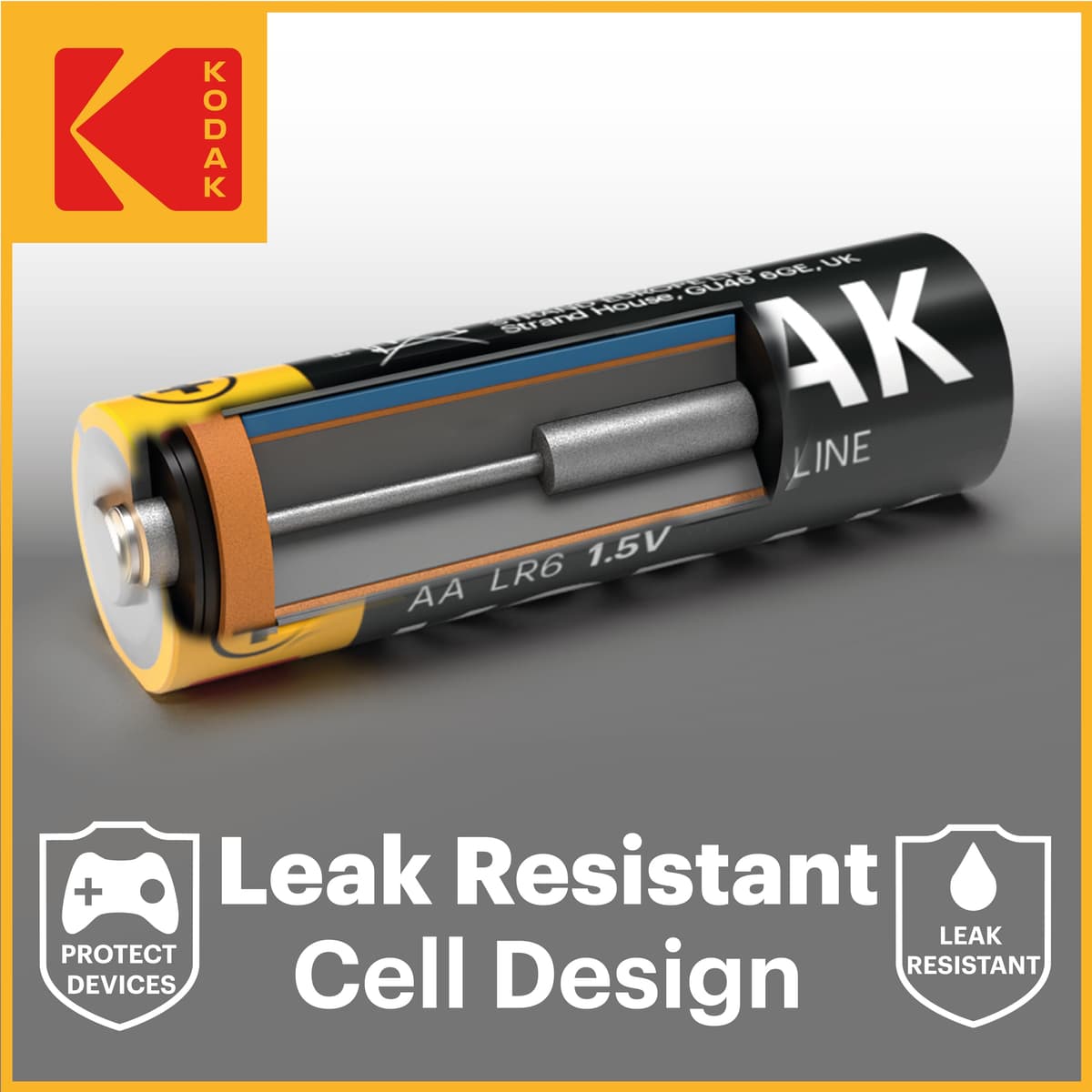 Kodak Xtralife 60-Pack AA Batteries, Double A Alkaline Battery Pack, 1.5V, 10-Year Shelf Life, LR6, Ideal for High-Drain Devices, 12x More Power, Plastic Free Cardboard Outer Carton — view 4