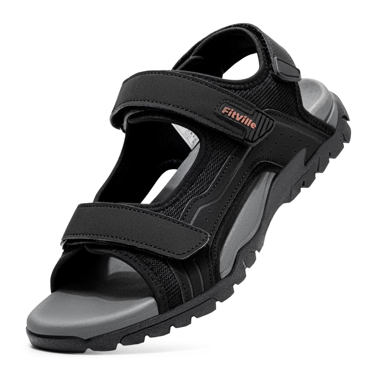 FitVille Sandalias Deportivas Hombre Anchas Sandalias de Exterior con Cierre de Contacto Antideslizantes Ligeras Zapatos de Trekking Transpirables para Verano