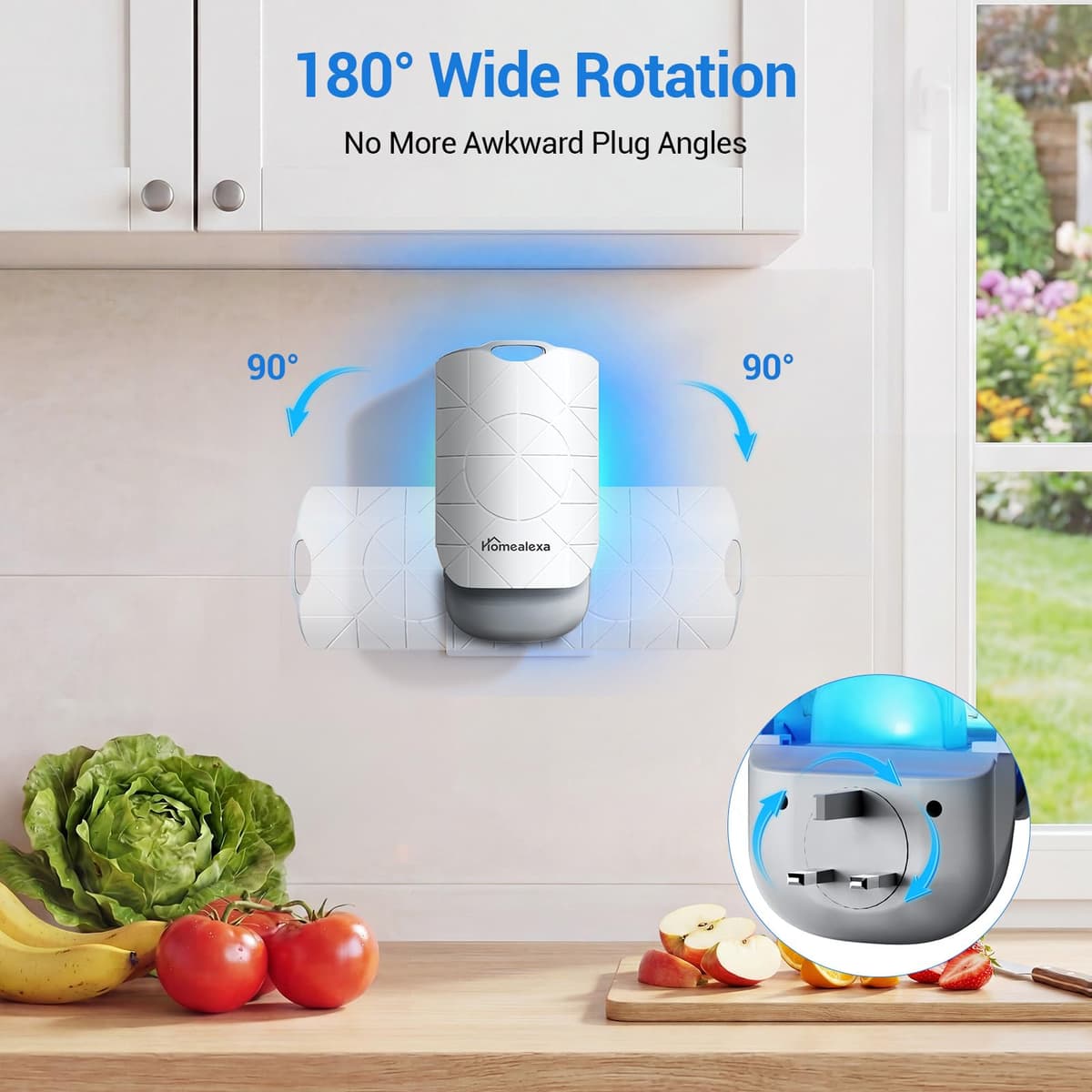 Homealexa Fruit Fly Trap Indoor, Plug-in LED UV Fly Catcher for Flies, Gnats & Moths, 180° Rotating Plug, Insect Trap with 24/7 Operation, 1 Device + 6 Refills — view 4