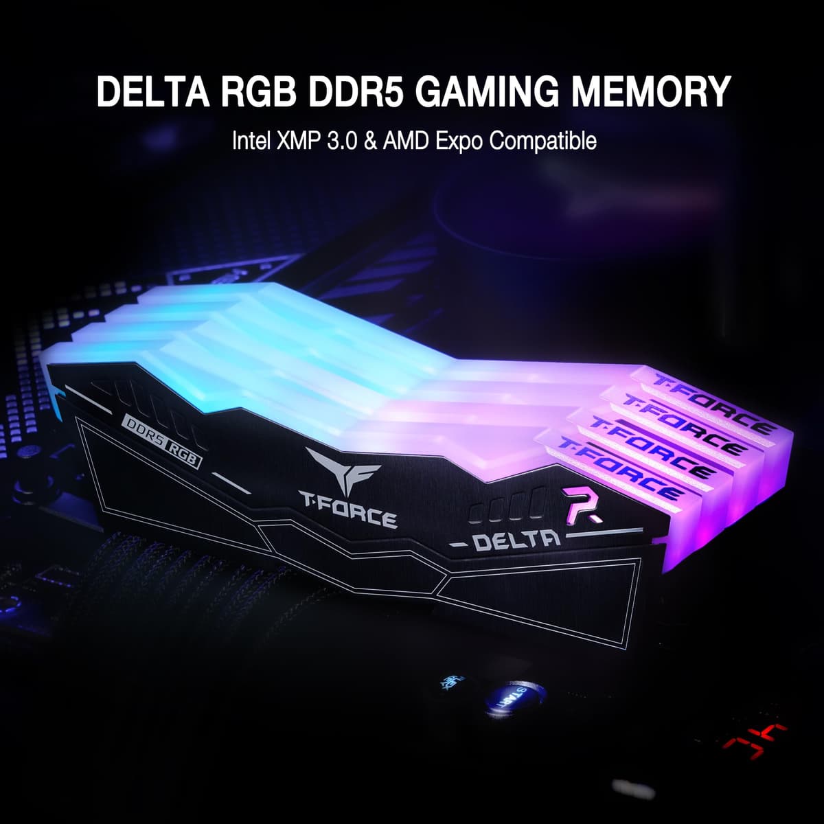 TEAMGROUP T-Force Delta RGB DDR5 Ram 32GB (2x16GB) 6000MHz PC5-48000 CL30 Desktop Memory Module Ram for 600 700 Series Chipset XMP 3.0 Ready Black - FF3D532G6000HC30DC01 — view 2