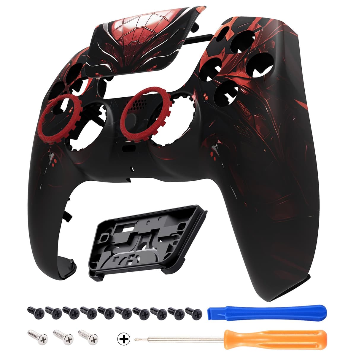 eXtremeRate Luna Redesigned Front Shell Touchpad Compatible with ps5 Controller BDM-010 020 030 040 050, Spider Armor Replacement Faceplate Case Custom Touch Pad Cover Compatible with ps5 Controller