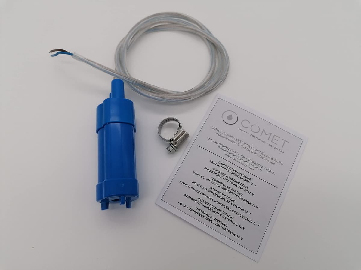 CR-MOESANCO KIT Bomba de Agua Sumergible 12v 600L/H con Abrazadera Inox para Caravanas Estanques Acuarios Jardín Autocaravana Comet Elegant — view 2