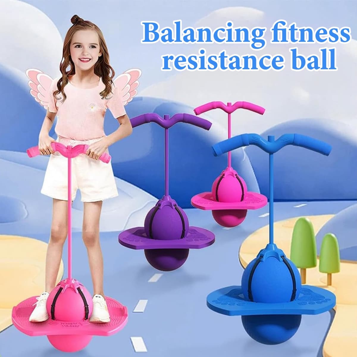 JOYTIX Balón Saltarín Equilibrio Niños, Pogo Ball con Asa, Base Antideslizante, Juguete Interior & Exterior, Deporte y Fitness para Niños y Adultos (Violeta) — view 3