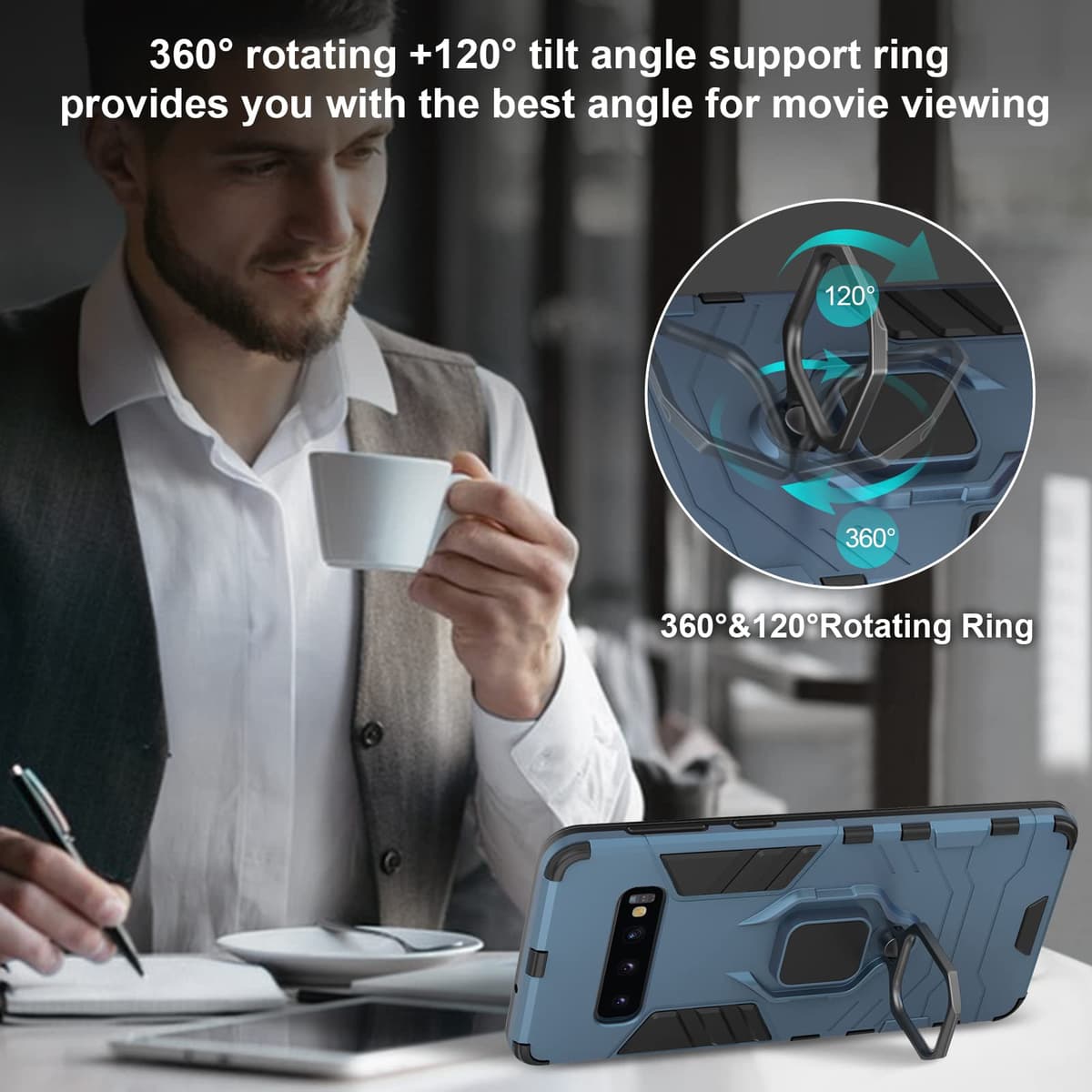 Funda para CMF Phone 2 Pro, Carcasa Antigolpes con Soporte anular metálico, Case Protectora de Grado Militar, Negro — view 529