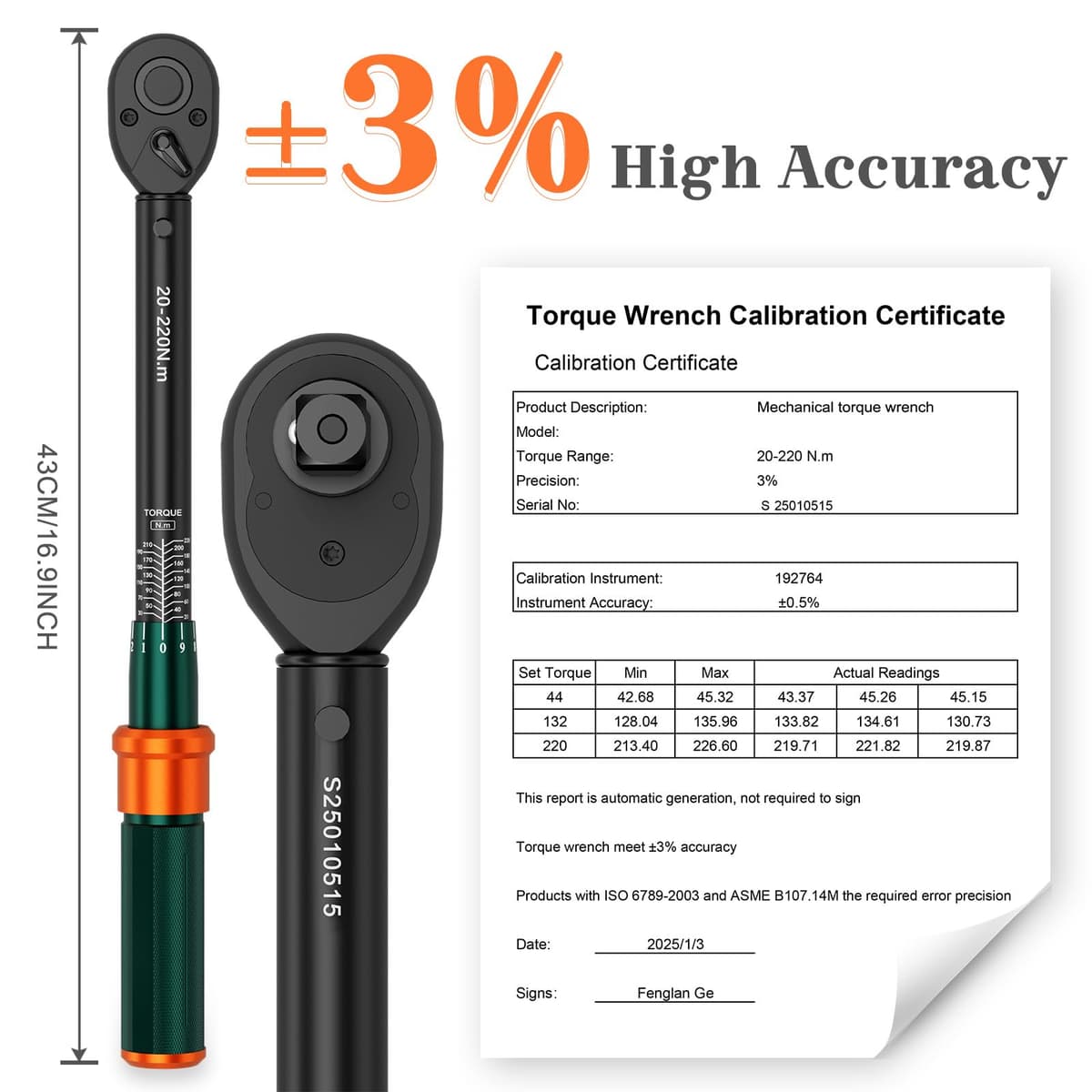Llave Dinamometrica 1/2", 20-220Nm, 72 Dientes Cabezal Reversible Llave Dinamometrica Coche, Precisión ±3%, para Reparación y Mantenimiento de Moto, Coche y Camión — view 2