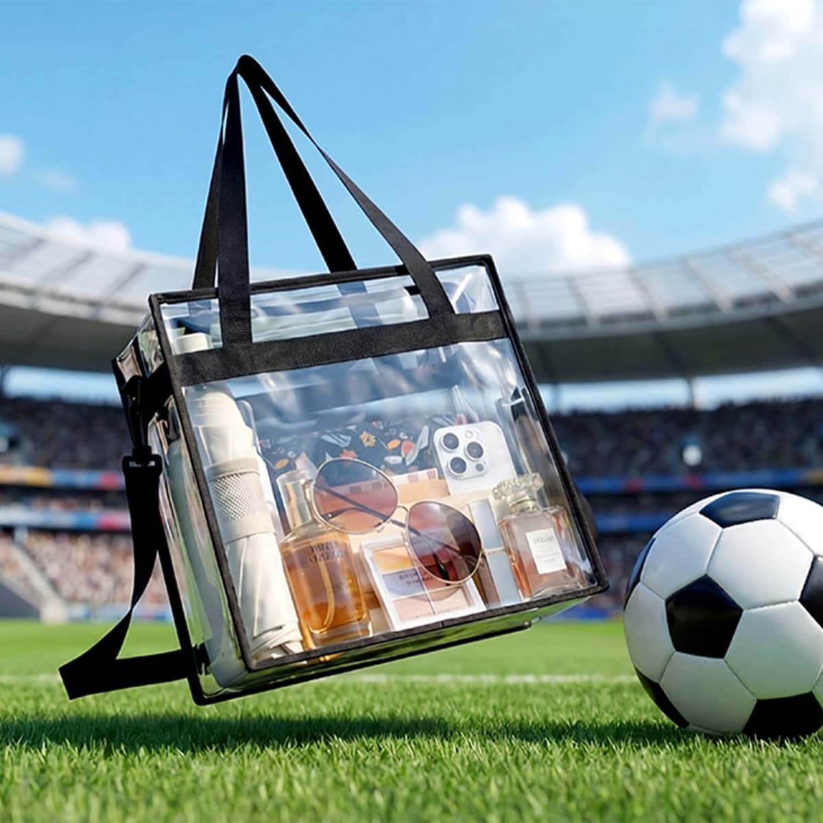 BAGAIL Clear Bags 12x6x12 Stadium Approved Clear Tote Bag with Zipper Closure Crossbody Shoulder Bag with Adjustable Strap — view 2