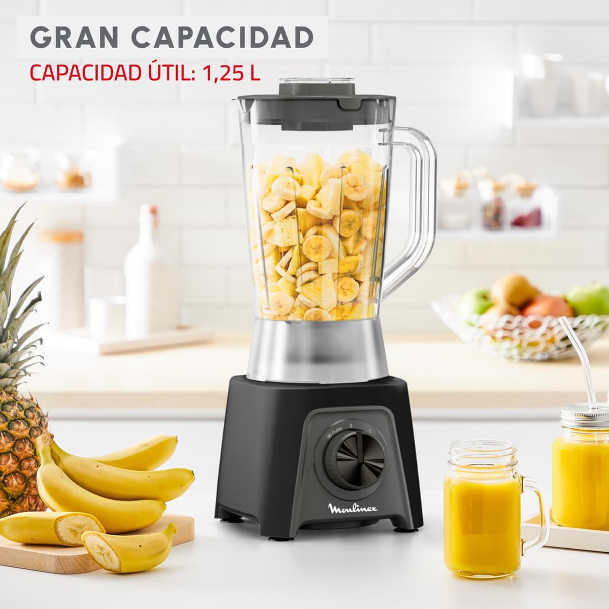 Moulinex Blendeo+, 450 W Blender, 1.5 L Jug, 2 Speeds + Pulse Function, Ice Chopper, Removable and Very Resistant Blades, Grey, LM2C08F0 — view 3