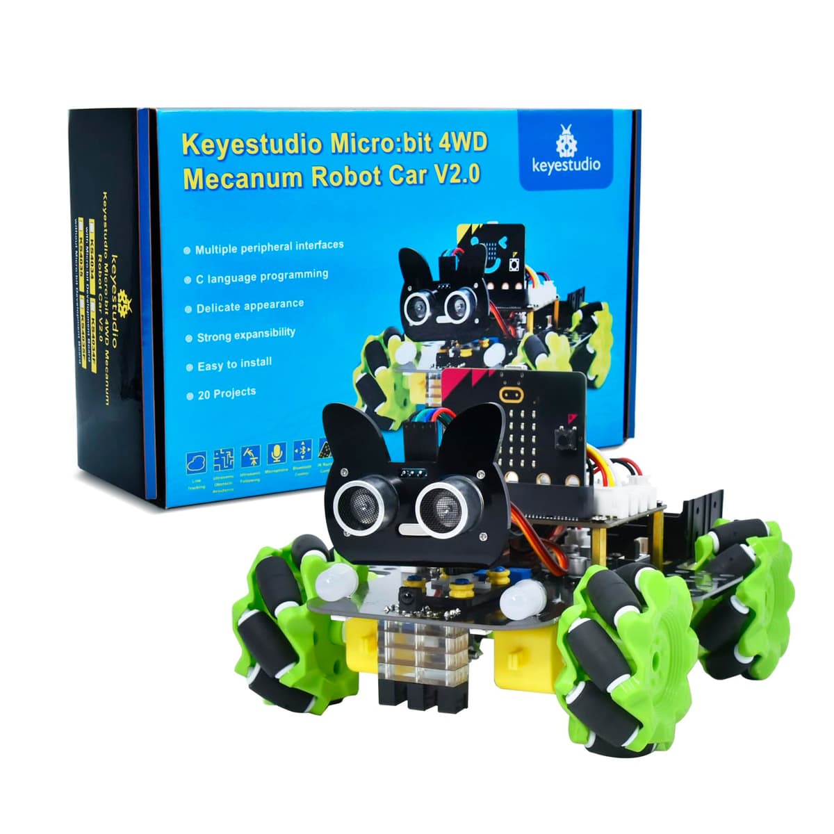 KEYESTUDIO BBC Microbit V2 Starter Kit, Electronic Programming Kit for Teens Adults，Include Micro bit V2, Makecode and Python Code, Barebone PCs