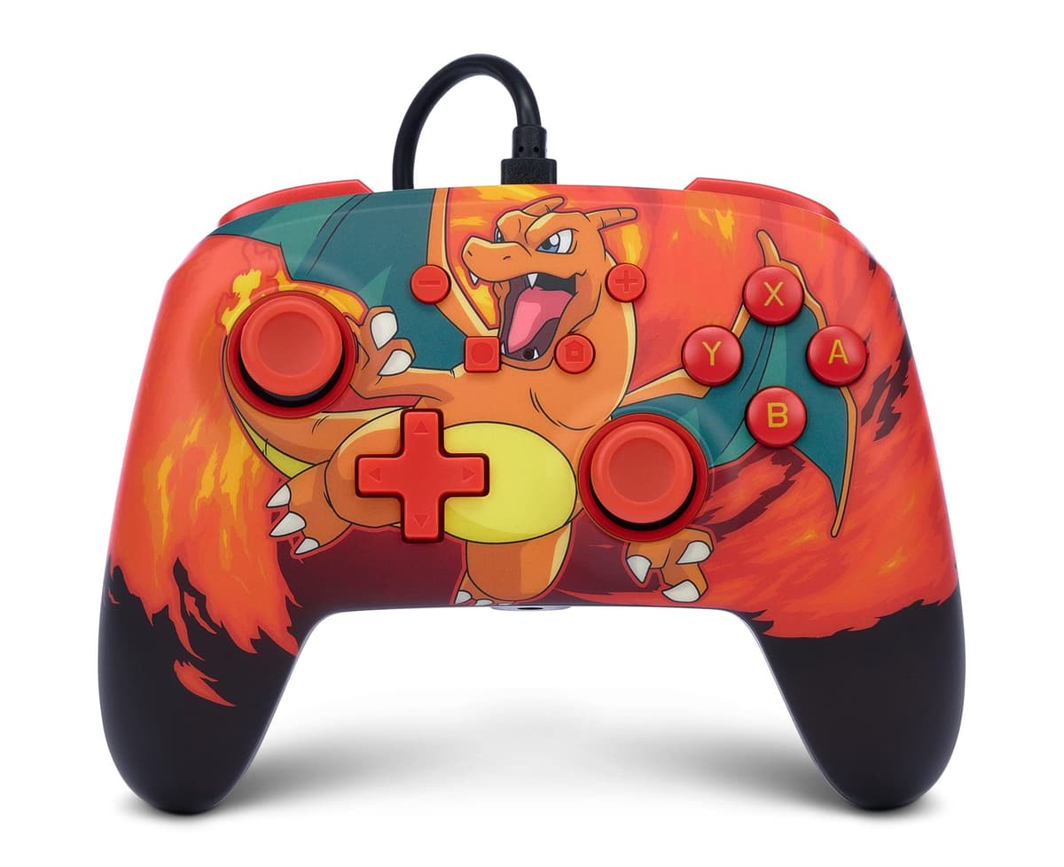 PowerA Enhanced Wired Controller for Nintendo Switch and Oled Model, Advance Gaming Buttons, 3.5mm Stereo Jack and Anti-Friction Rings, Officially Licensed: Pokémon: Charizard Vortex