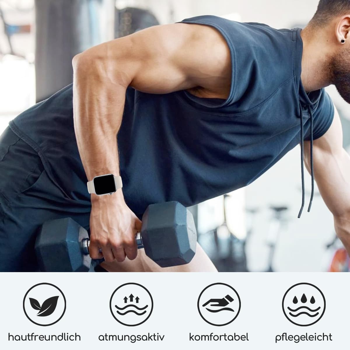 Sport Strap Compatible with Apple Watch Straps 46mm 40mm 38mm 41mm 42mm 44mm 45mm, Silicone Strap Replacement for iWatch Bands Series 11 10 9 8 7 6 5 4 SE 3 2 1 Women Men — view 6