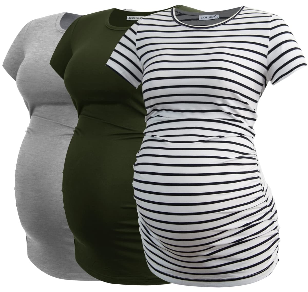 Smallshow Maternity Clothing Tops Side Ruched Pregnancy Clothes for Women 3-Pack — view 11