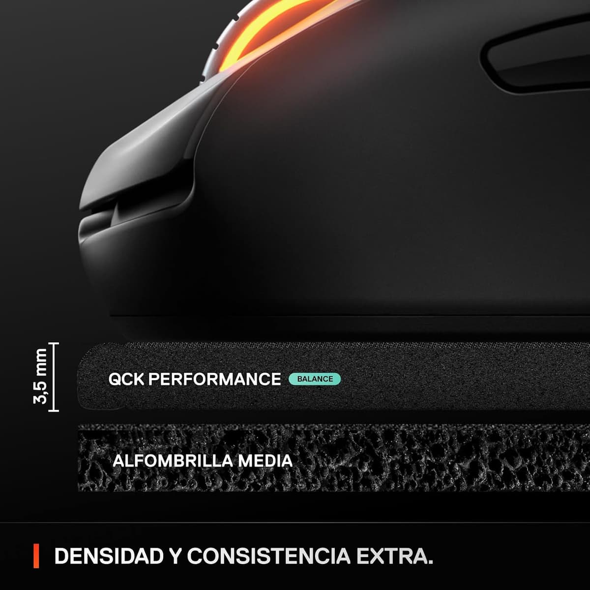 SteelSeries QcK L Performance Balance Mat - Density and Slip - Smooth Stitching - Neoprene Base - 490x420mm - FPS/MOBA/RTS/MM — view 3