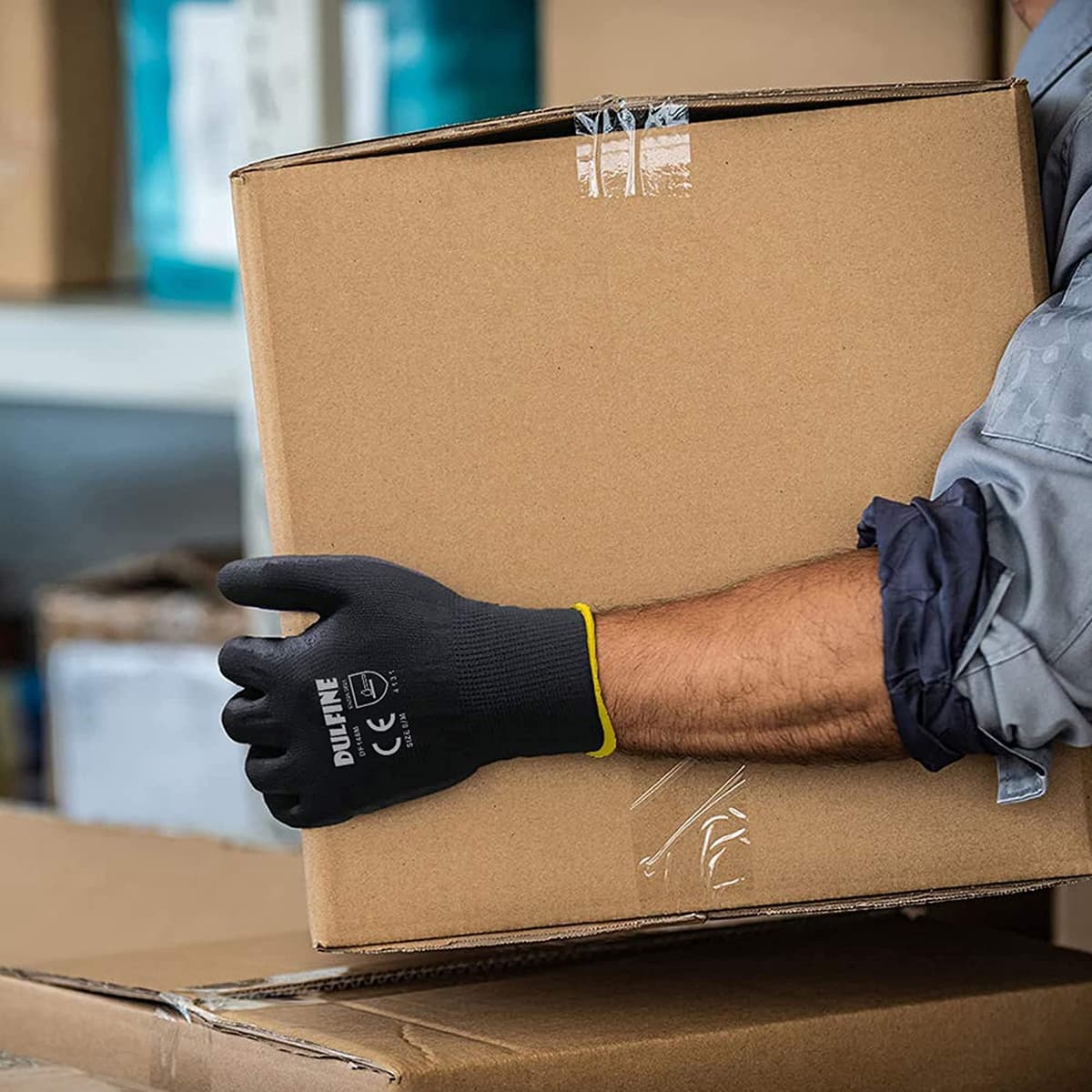 DULFINE Ultra-Thin PU Coated Work Gloves-12 Pairs,Excellent Grip,Nylon Shell Black Polyurethane Coated Safety Work Gloves, Knit Wrist Cuff,Ideal for Light Duty Work. (X-Small) — view 3