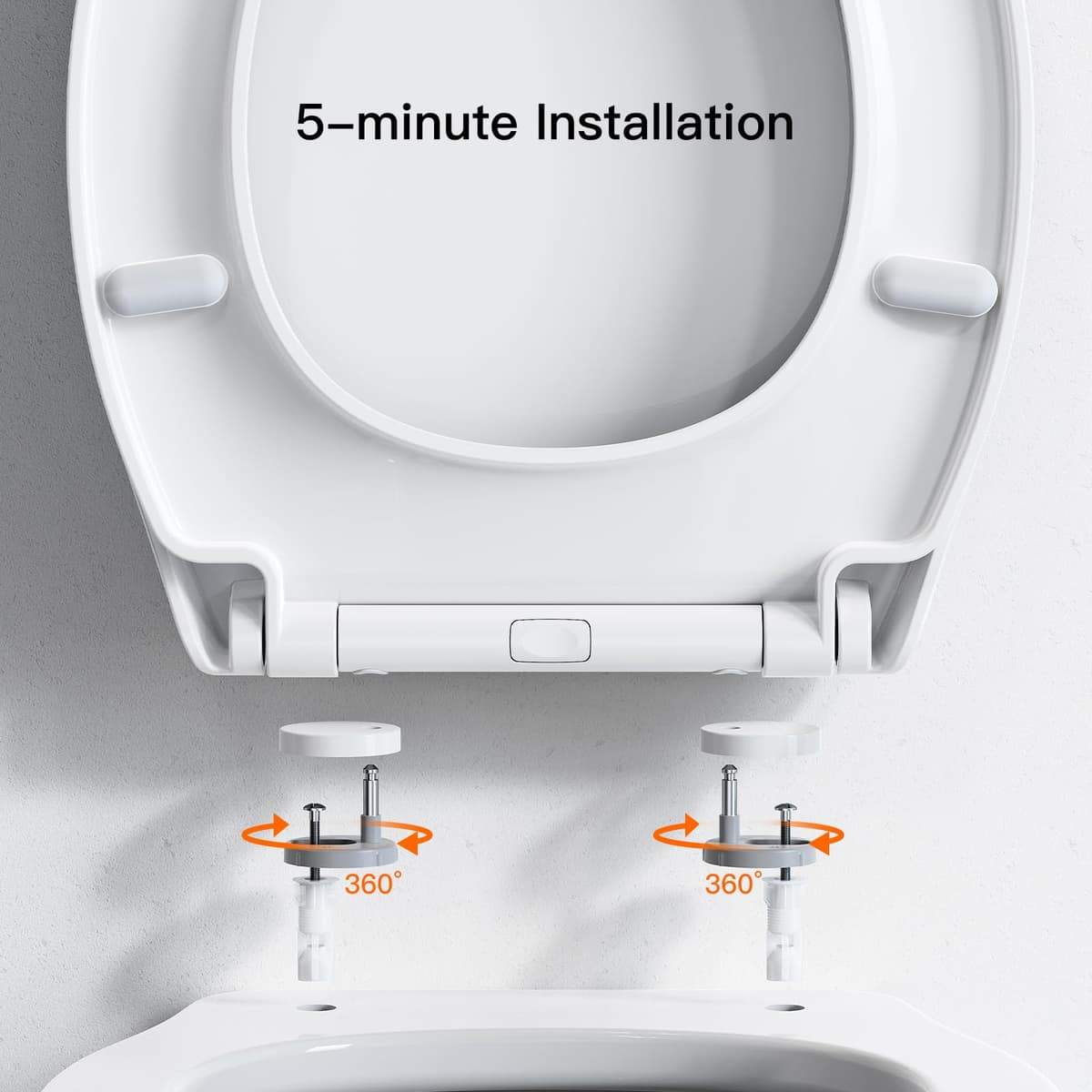 Pipishell Soft Close Toilet Seat, Toilet Seat with Quick Release for Easy Clean, Simple Top Fixing, Standard Toilet Seats White with Adjustable Hinges, O Shape — view 5