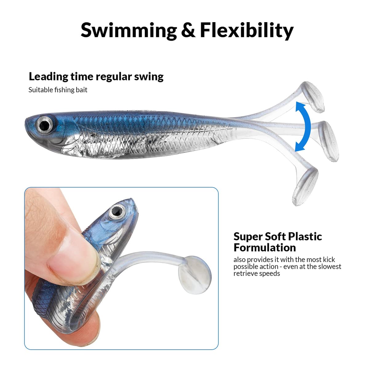 QualyQualy Señuelos de Vinilos de Pesca Spinning Mar Senuelo Black Bass Blandos senuelos de Pesca Cebos Artificiales de Pesca Pare Lucio Trucha 7cm 8cm 10cm 12,5cm — view 3