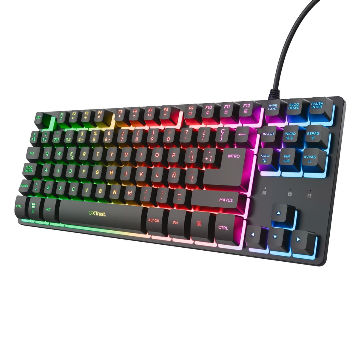 GXTrust 1794 Pack Teclado Gaming QWERTY Español con Ratón y Alfombrilla, Combo LED 3 en 1, Ratón Inalámbrico Recargable para Gamer 80h de Autonomía, Teclado TKL USB para PC, Negro — view 16
