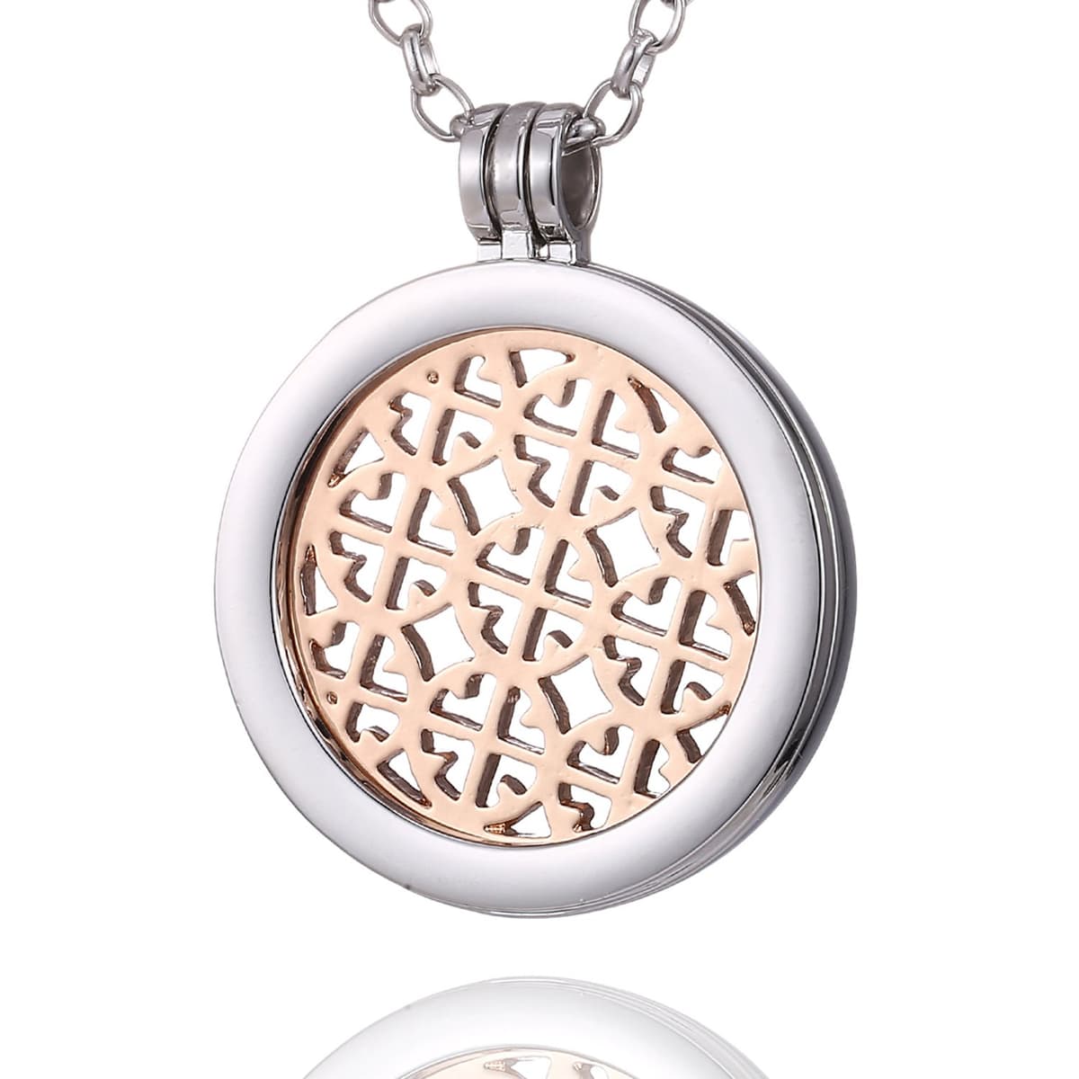 Morella Mujeres Collar 70 cm Acero Inoxidable y Colgante Amuleto Coin 33 mm en Bolsa para Joyas — view 9
