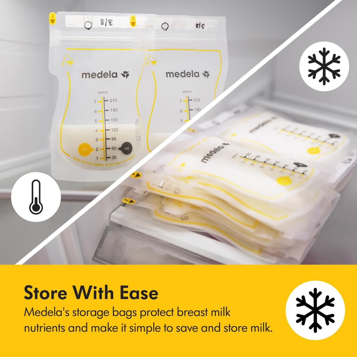 Medela Easy Pour Disposable Breastmilk Storage Bags, 210 ml Capacity, Leakproof Design with Milk Protection, Made Without BPA, Pack of 100 — view 4