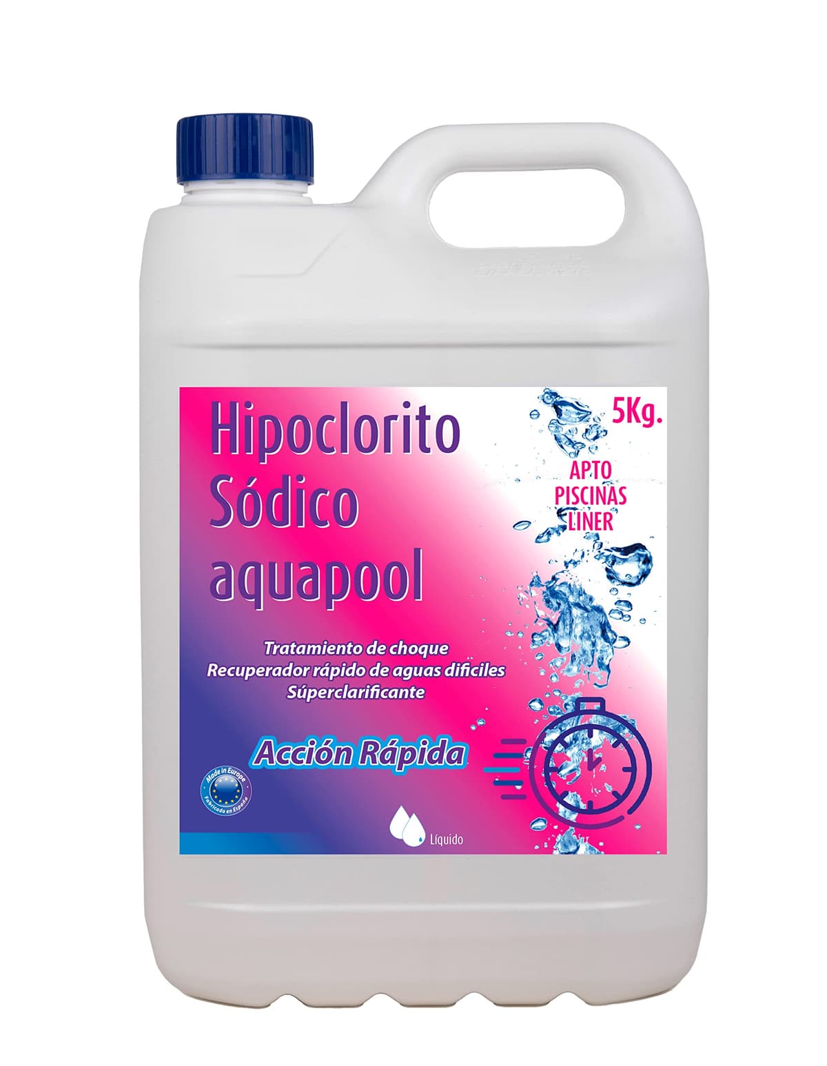 Pack 2 x Cloro Choque Líquido HIPOCLORITO SÓDICO AQUAPOOL - Cloro Acción rápida - Súperclarificante - Recuperador Aguas difíciles - Apto Liner (12.00, Kilogramos) — view 2
