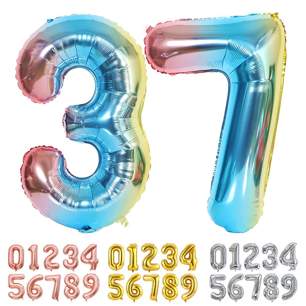 Foil Globo Número 5 Azul 40" (101cm), Inflable Helio o aire, Gigante Numeros 0-9, 10-19, 20-29, 30-100, Grande Globos Decoración para La Boda Aniversario y Cumpleaños Fiestas — view 176