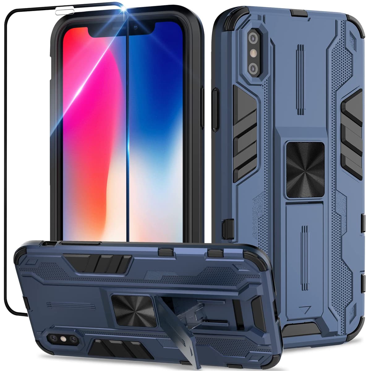 Funda para CMF Phone 2 Pro, Carcasa Antigolpes con Soporte anular metálico, Case Protectora de Grado Militar, Negro — view 899