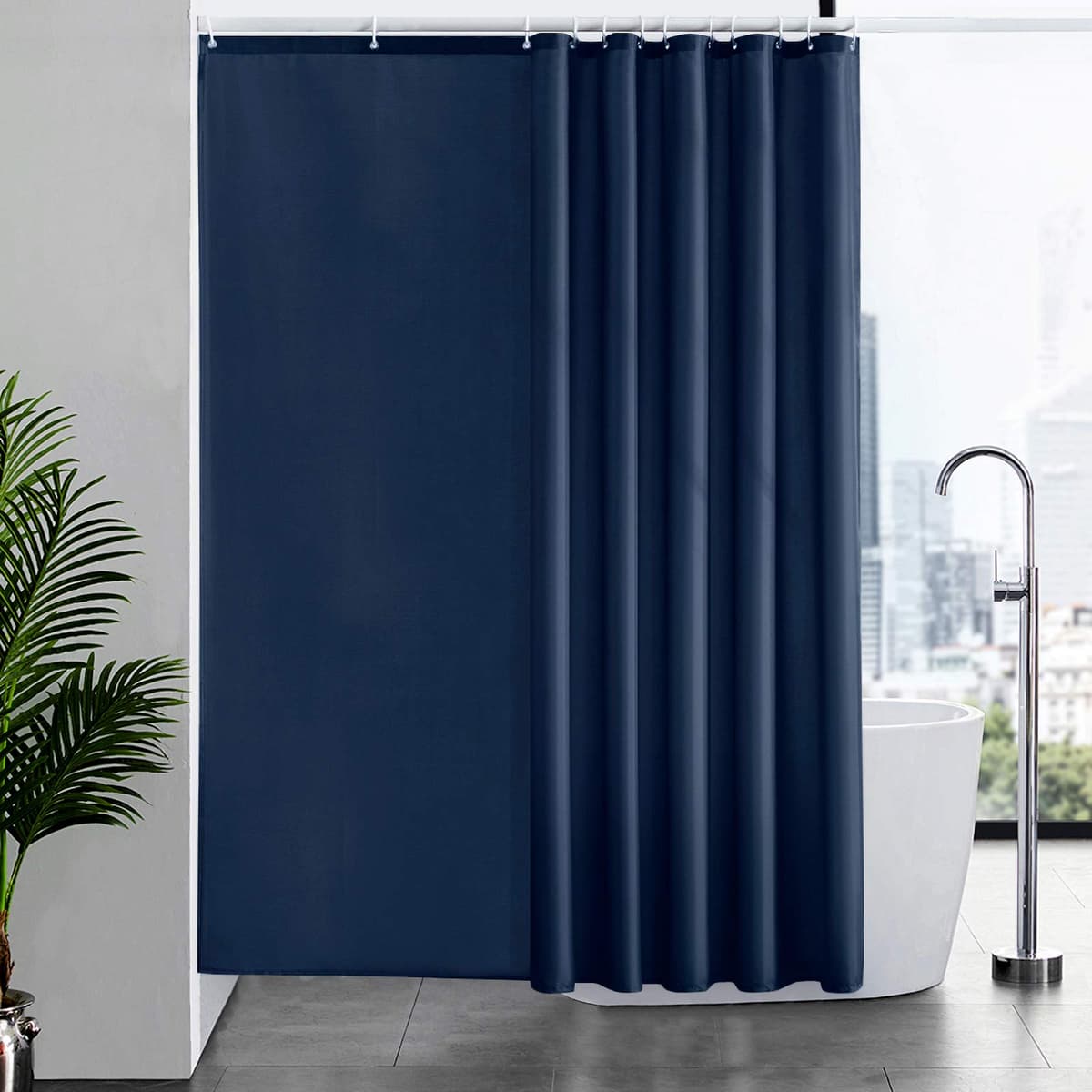 Furlinic Cortina Ducha 200x200cm Antimoho Impermeable Lavable Blanco Tela Poliéster Grandes Cortinas de Baño con 12 Aros de Cortina Ducha. — view 65