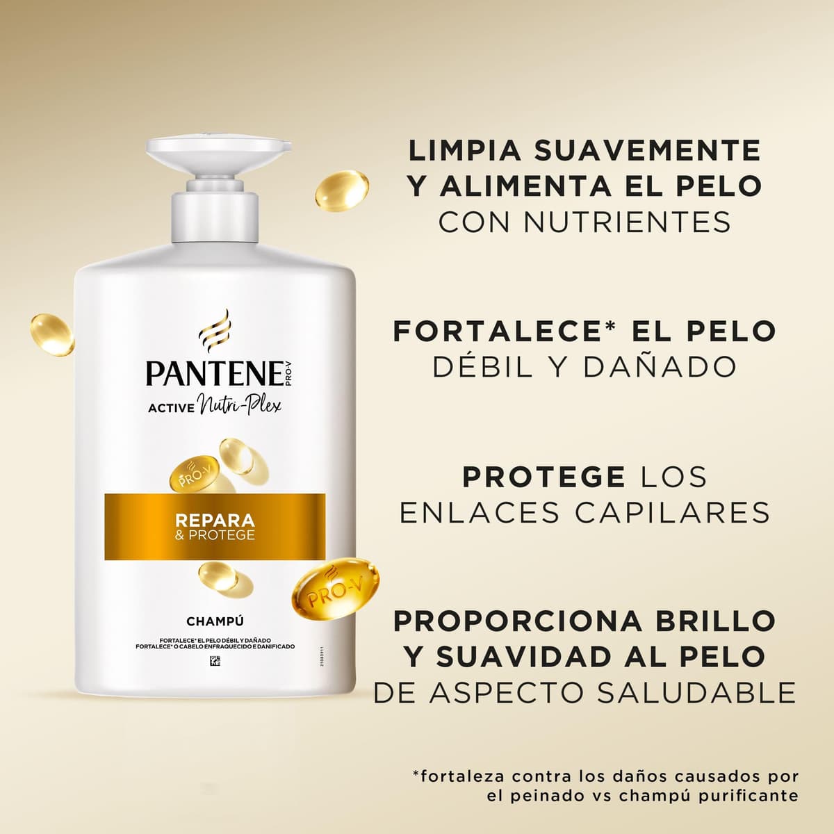 Pantene Pro-V Repara Y Protege Champú 2x1000ML, Dispensador, Pelo Seco Y Dañado. Limpia Y Protege Los Enlaces Capilares. Sin Siliconas. Active Nutri-Ple — view 4