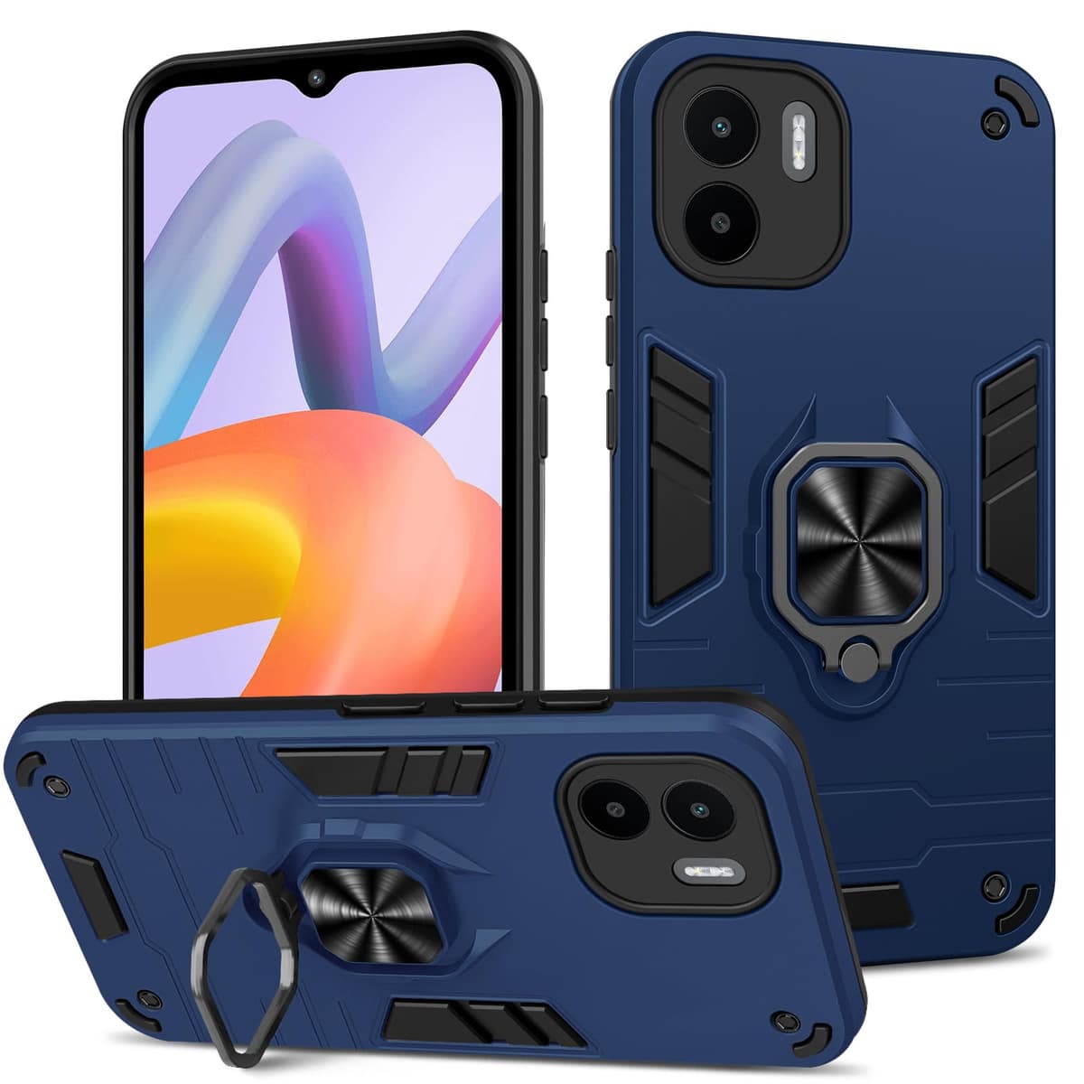 Funda para CMF Phone 2 Pro, Carcasa Antigolpes con Soporte anular metálico, Case Protectora de Grado Militar, Negro — view 1286