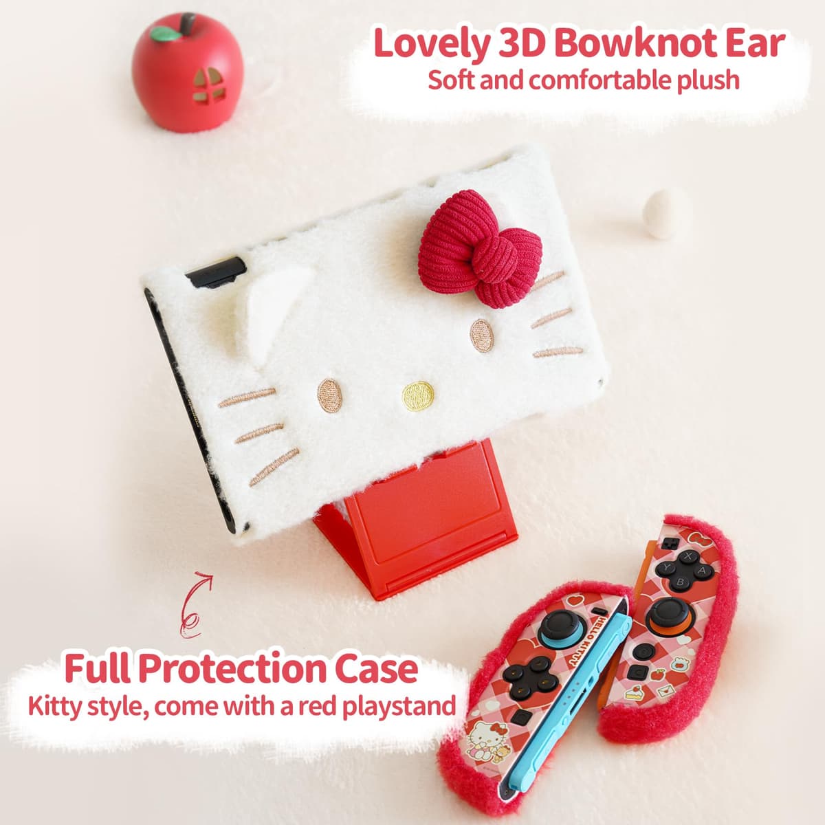 Kuitmor Plush Protective Case for Switch 2, Kawaii Protective Shell Hard PC Slim Cover Case Compatible with Switch 2025 Game Console and Joystick Controller - HLK — view 3