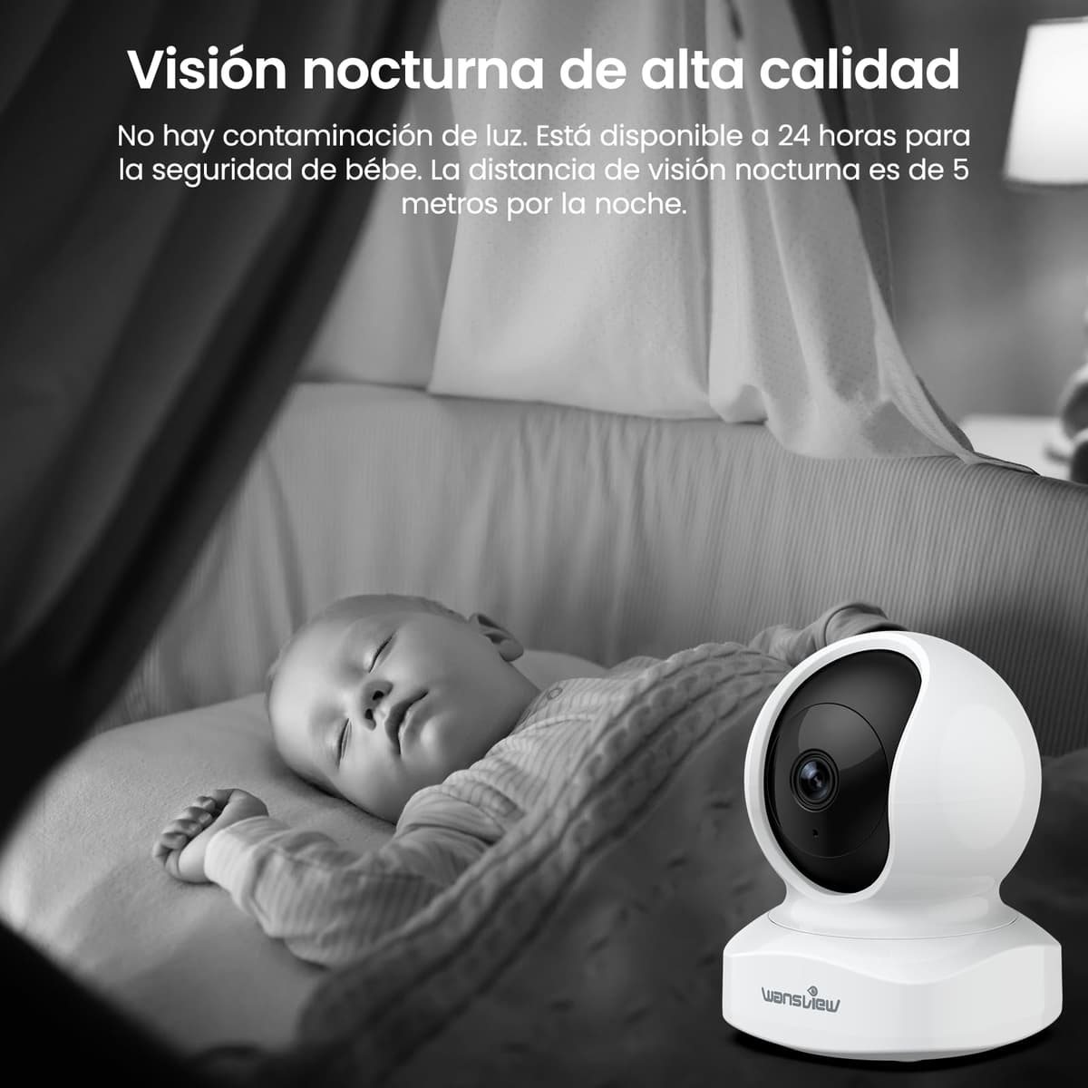 wansview Camara Vigilancia WiFi Interior - 2K Camaras Vigilancia Domicilio WiFi 360° para Perros, Seguimiento del Movimiento, Detección de Humano, Grabación Continua, Audio Bidireccional — view 5