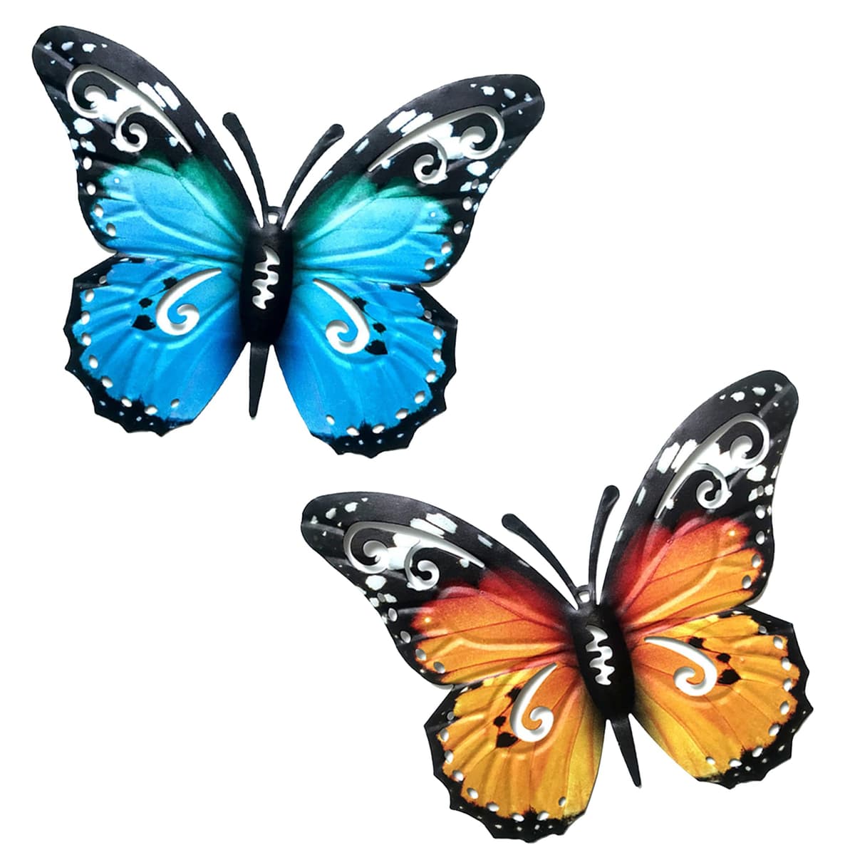 SUNNEKO Large Metal Butterfly Garden Ornaments Outdoor, Metal Wall Art Big Butterfly Decorations for Outside Garden Shed Fences Yard Decorations Wall Hanging (3 PCS) — view 13