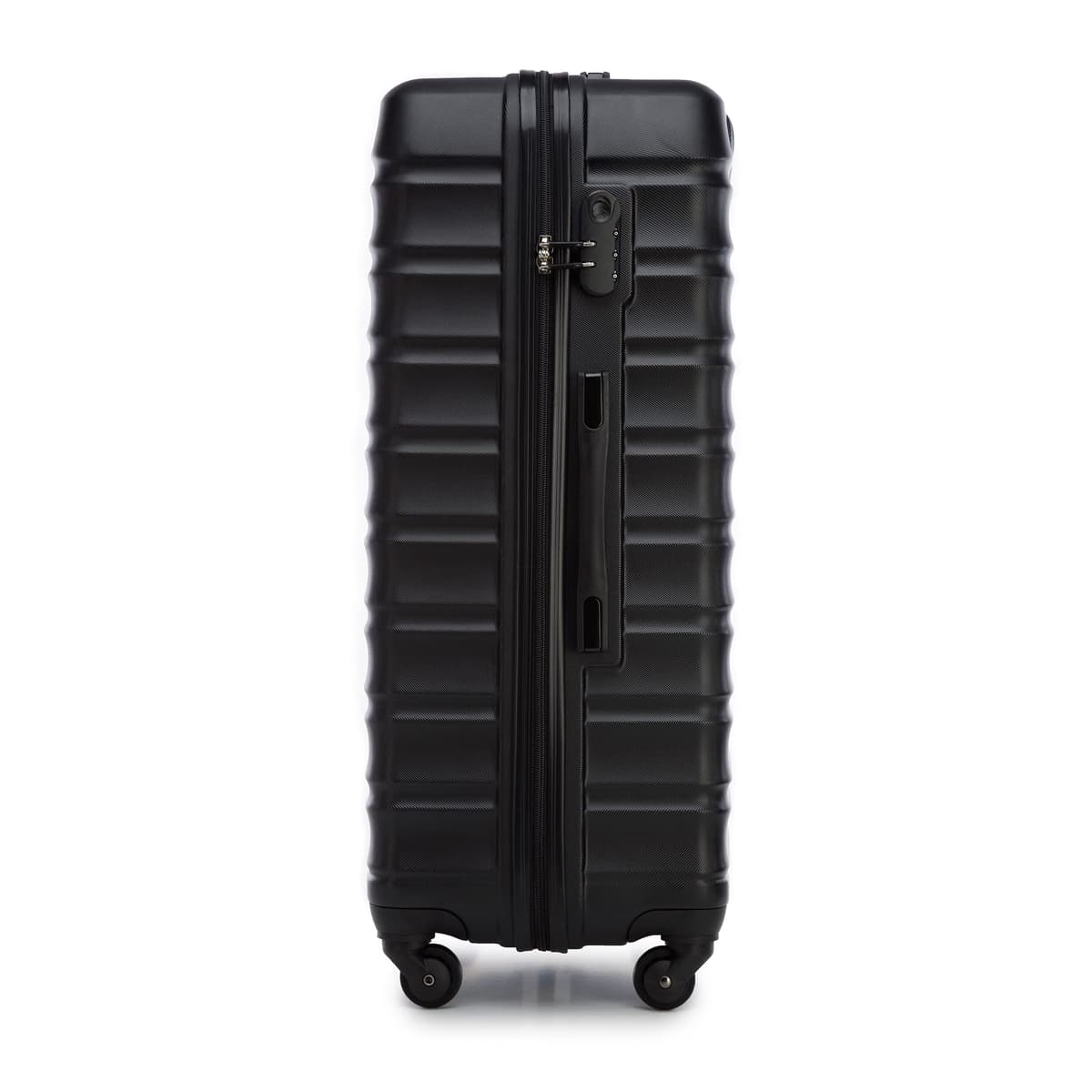 WITTCHEN Maleta Grande Trolley ABS rígido para facturación con 4 Ruedas giratorias Cerradura de combinación asa telescópica Groove Line Negro Ryanair/Vueling/Iberia/easyJet/Iberia Express — view 3