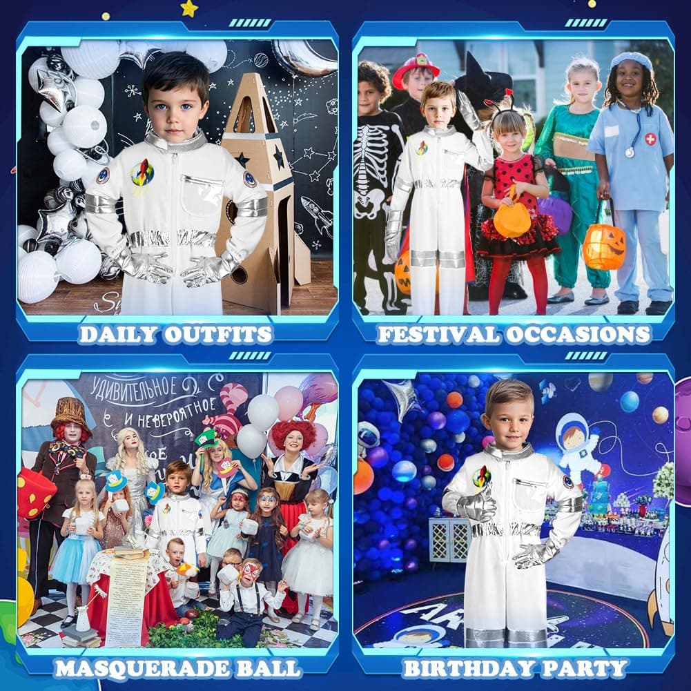 Aomig Disfraz Astronauta Niño, Disfraz de Astronauta Niño con Casco Astronauta, Traje Astronauta Niño, Regalo para Niño 4-8 Años para Fiesta Carnaval Halloween Cosplay — view 5