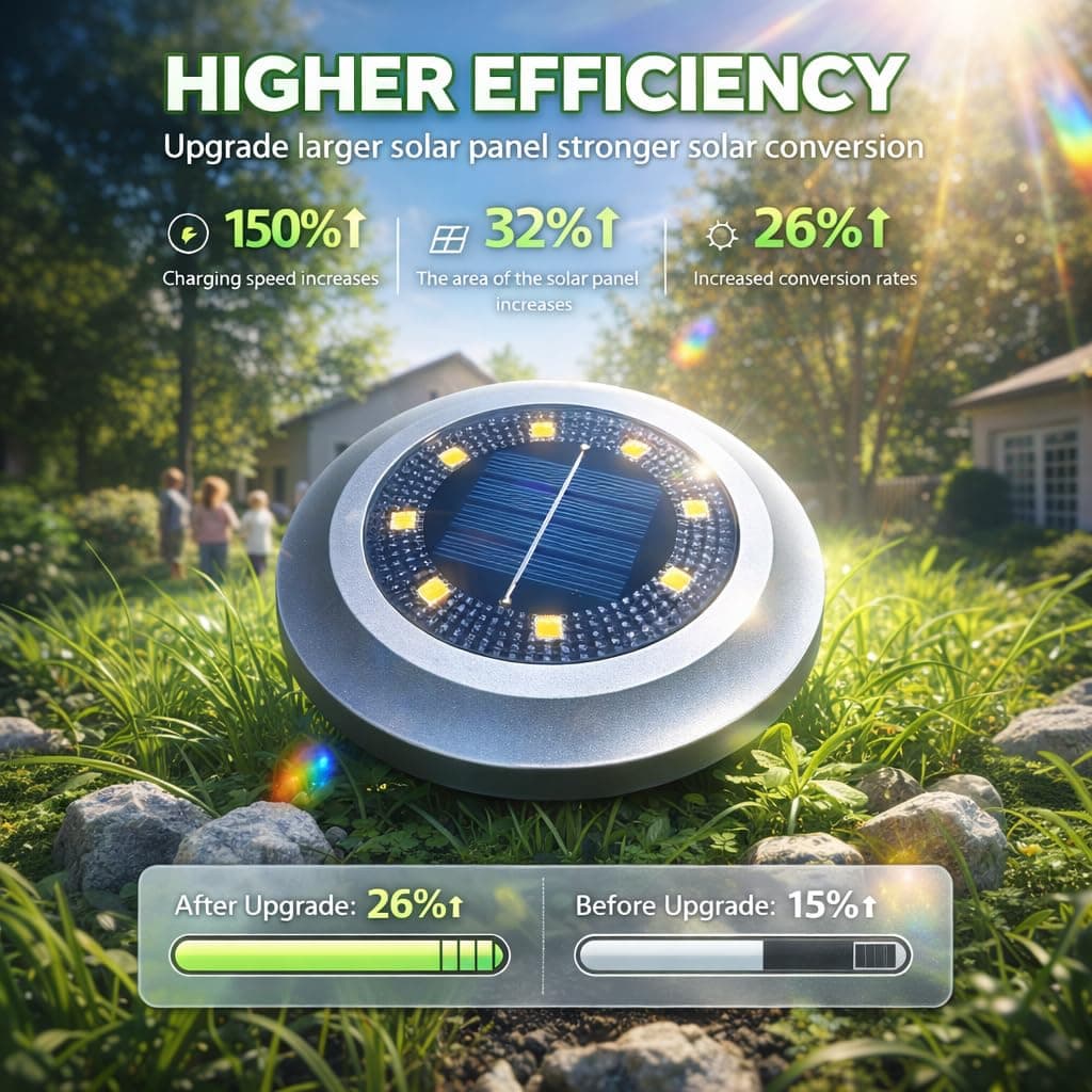ZFITEI 8 Pack Solar Ground Lights Outdoor,8 LED Solar Garden Lights with 600mAh Battery & 8H Runtime for Lawn,Pathway（Warm White ） — view 3