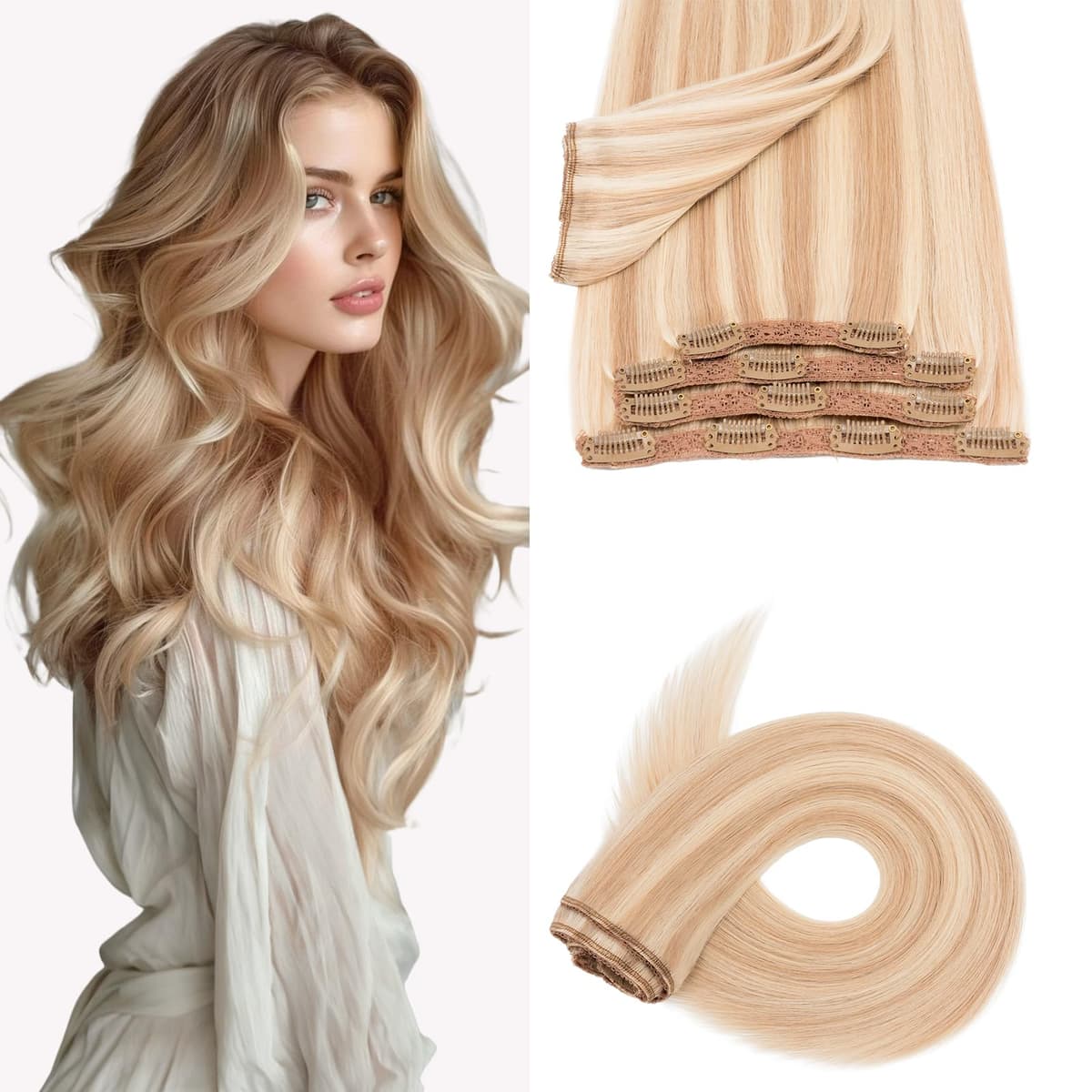 Silk-co 10inch Hair Extensions Clip in Hair Extension Human Hair #04 Medium Brown -Basic Thickness-Thin Weft- 8 Pieces Real Remy Straight Hair Extensions[50g] — view 30