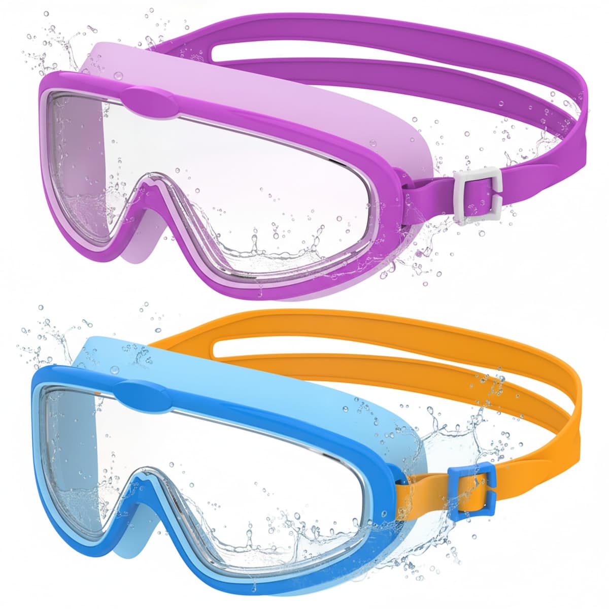 Seaflar 2Pcs Gafas de Natación Infantiles de Marco Grande, Visión Clara Antivaho, Protección UV, Ajuste Rápido, Aro de Silicona, Gafas Unisex para Niños y Adolescentes de 3 a 14 — view 7