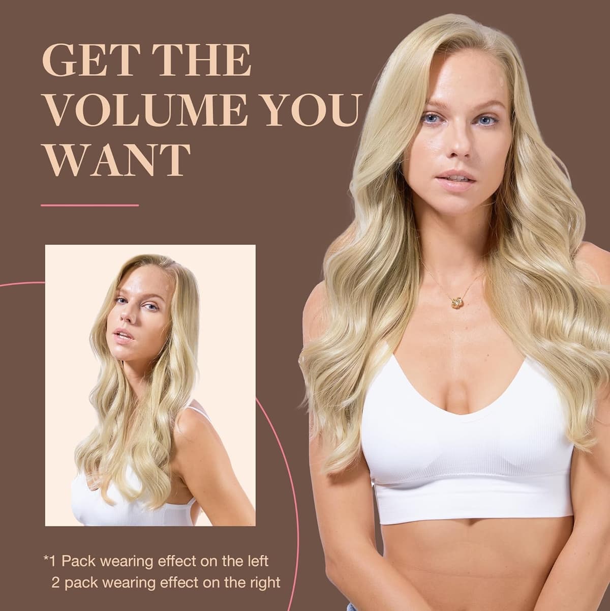 GOO GOO Clip in Hair Extensions Human Hair, 18inch 150g 9Pcs, #2 Dark Brown, Hair extensions for women, Human Hair Extensions Clip in — view 222