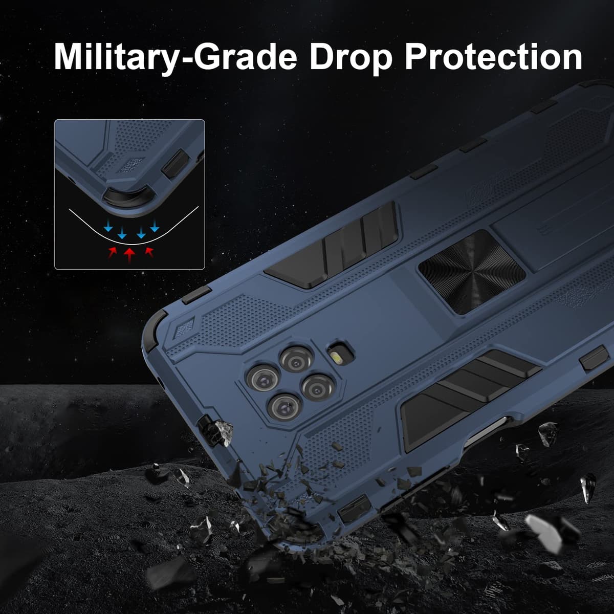 Funda para CMF Phone 2 Pro, Carcasa Antigolpes con Soporte anular metálico, Case Protectora de Grado Militar, Negro — view 1579