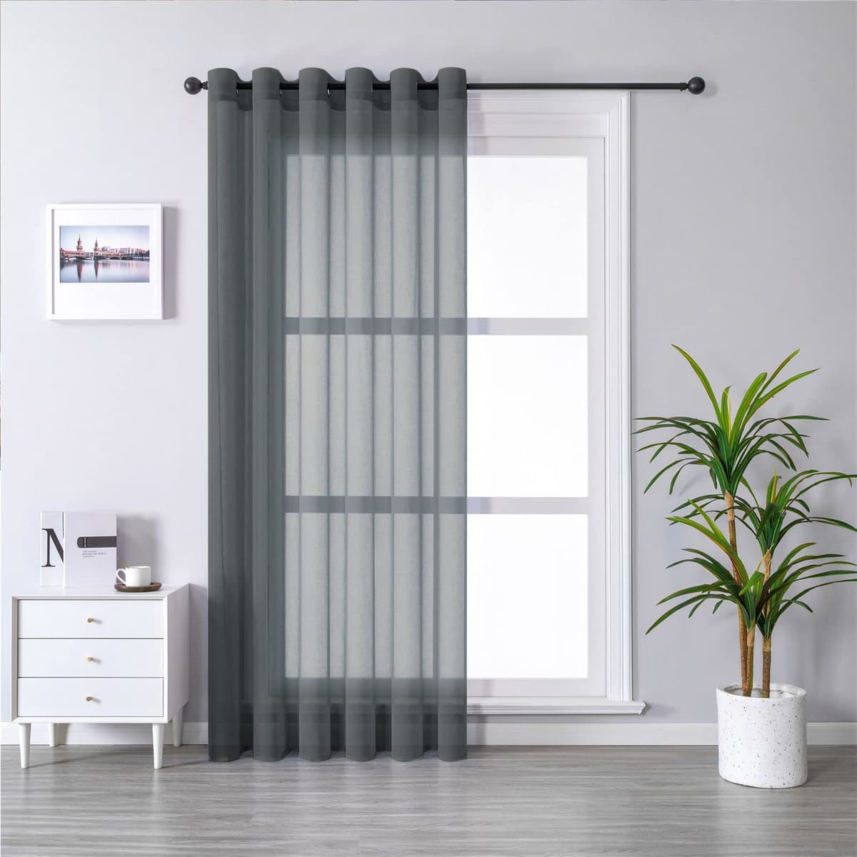 MRTREES Cortina para Ventana Dormitorio Translúcidas Visillos Paneles para Ventanas Sala para Niños Sala Comedor 2 Piezas 140×245cm Blanco — view 43