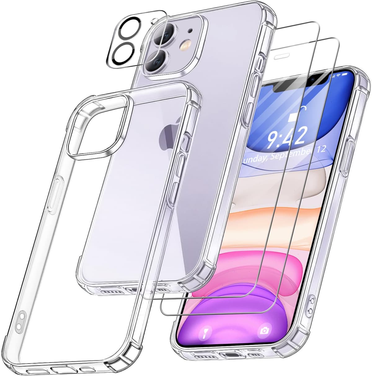 FLLAO 4 en 1 Funda para iPhone 15 con 2 Protector Pantalla y 1 Protector Lente Cámara, [Almohadilla de Aire integrada] Antigolpes Antiarañazos Carcasa 6,1 Pulgadas, Transparente — view 64
