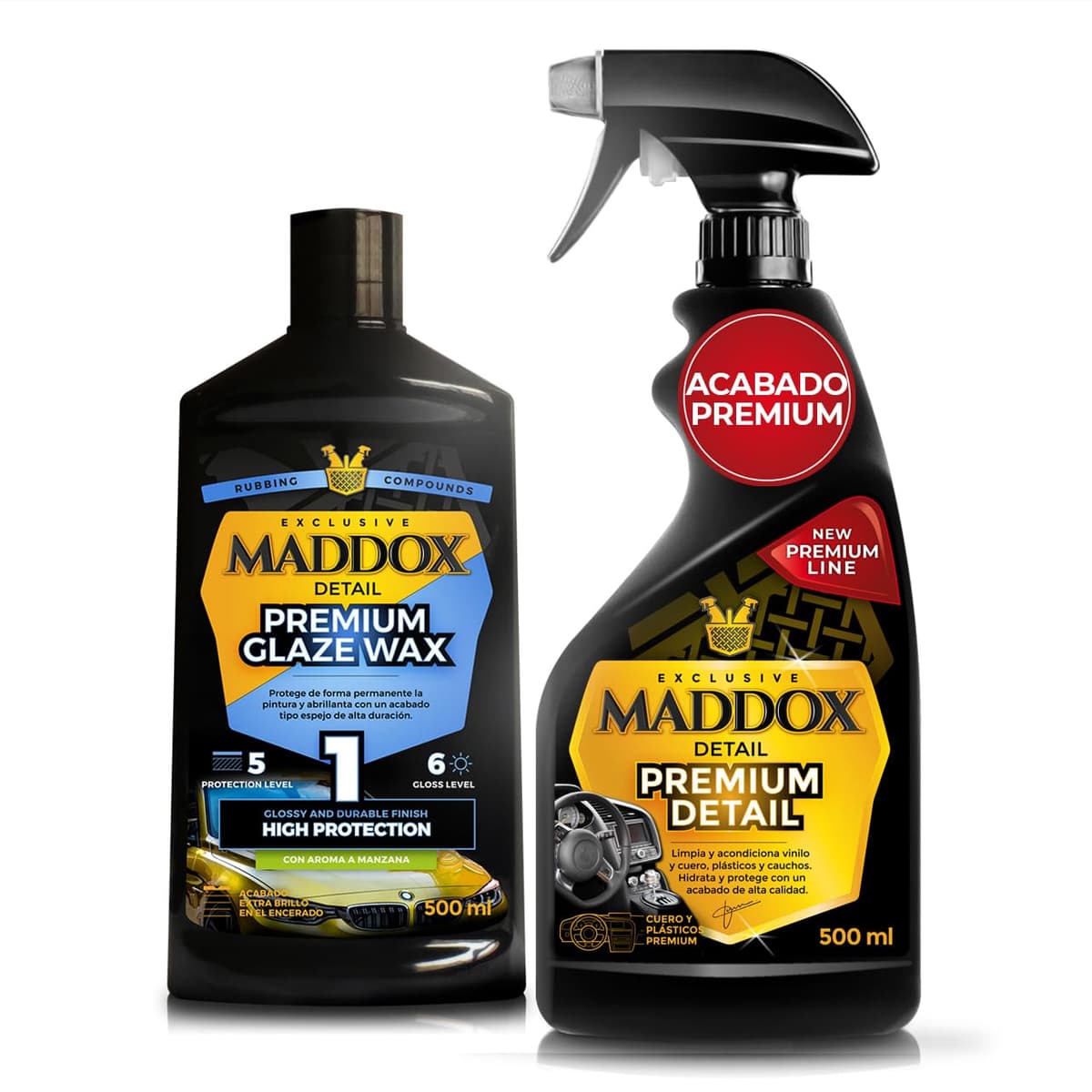 Maddox Detail - Limpia Salpicaderos Coche Vinilo y Gomas de Interior | Hidratador de Plásticos | Limpiador Abrillantador de Interiores Coche | Productos Limpieza Vehiculo | Premium Detail 500ml — view 5