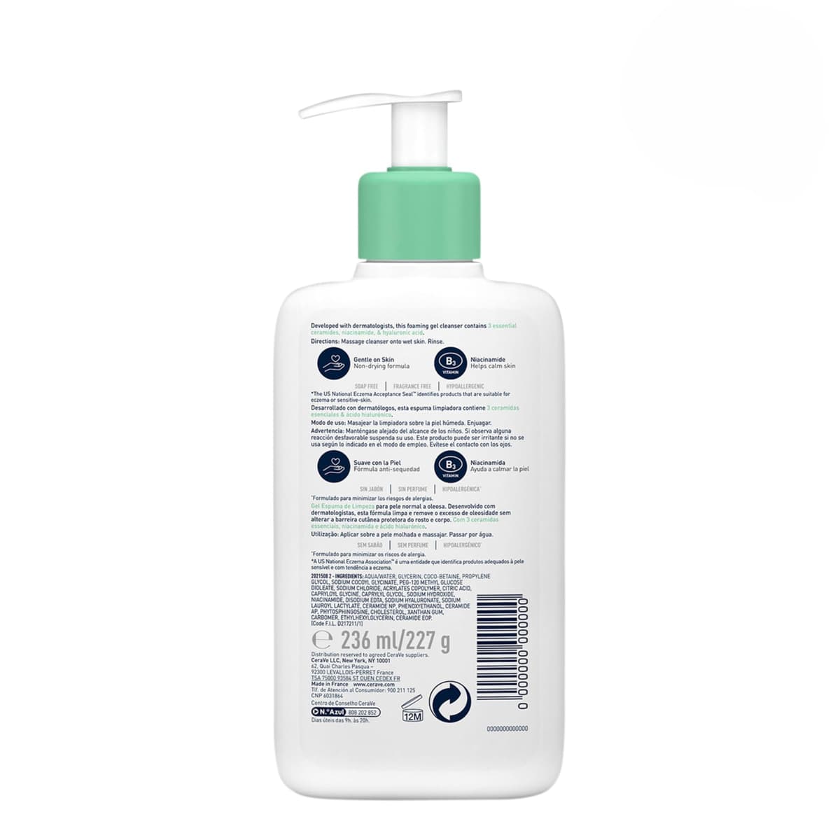 CeraVe Foaming Cleanser for Normal to Oily Skin with Niacinamide and 3 Essential Ceramides — view 3