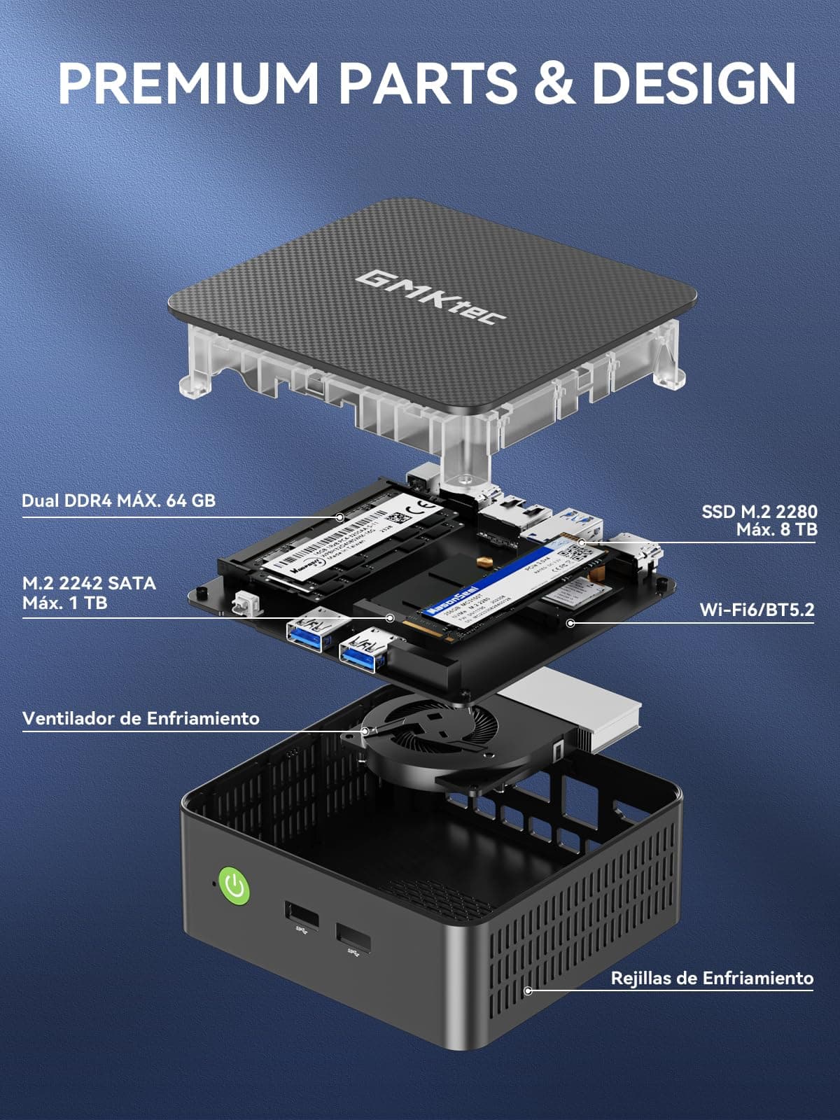 GMKtec G3 Pro Mini PC, 16 GB RAM 256 GB SSD M.2 Intel i3-10110U 4,1 GHz Mini Ordenador de Escritorio con Soporte VESA para Oficina, hogar, Empresa, HTPC, Proxmox, Doble Pantalla 4K, WiFi 5 — view 4