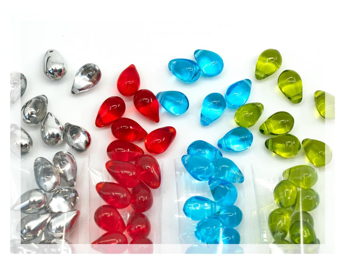 Czech 50-Piece Glass Beads, 6x9mm, Teardrop Siam Red — view 88