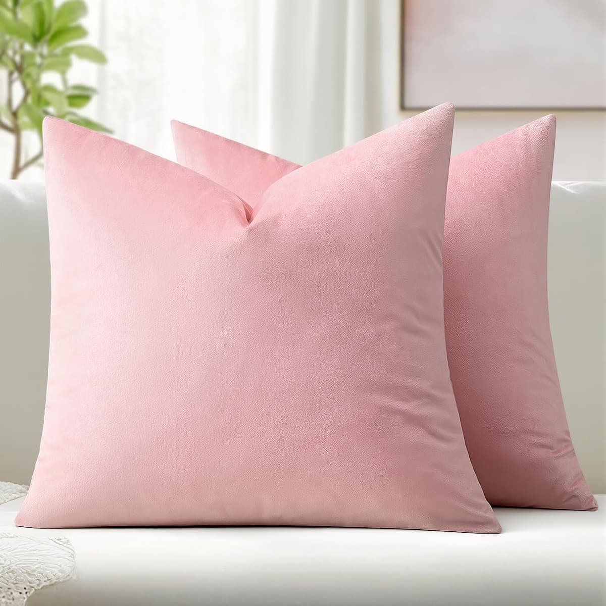 MIULEE Pack of 2 Fall Velvet Soft Solid Decorative Throw Pillow Covers Square Cushion Cases for Sofa Couch Bedroom Living Room Car Home Decor 18 x 18 Inch 45 x 45 cm Orange — view 21