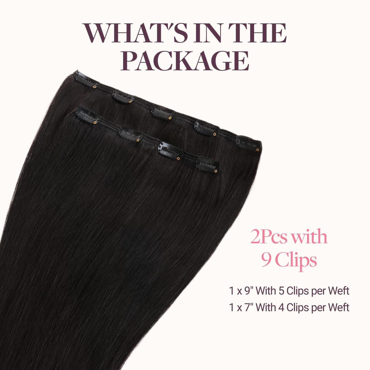 GOO GOO Clip in Hair Extensions Human Hair, 18inch 150g 9Pcs, #2 Dark Brown, Hair extensions for women, Human Hair Extensions Clip in — view 70