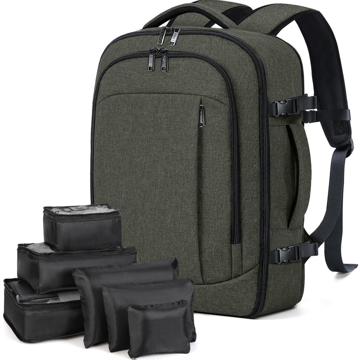 Lekespring Mochila de Viaje para Cabina de Avión 40x20x25 (20L), con Compartimento Húmedo y 6 Bolsas Organizadoras - Negocios y Escuela - Negro — view 13
