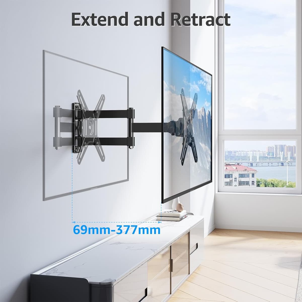 MOUNTUP TV Wall Bracket for Most 14-42 Inch LED, LCD, OLED Flat TVs & Monitors, Full Motion TV Mount with Tilt Swivel Extensi — view 2