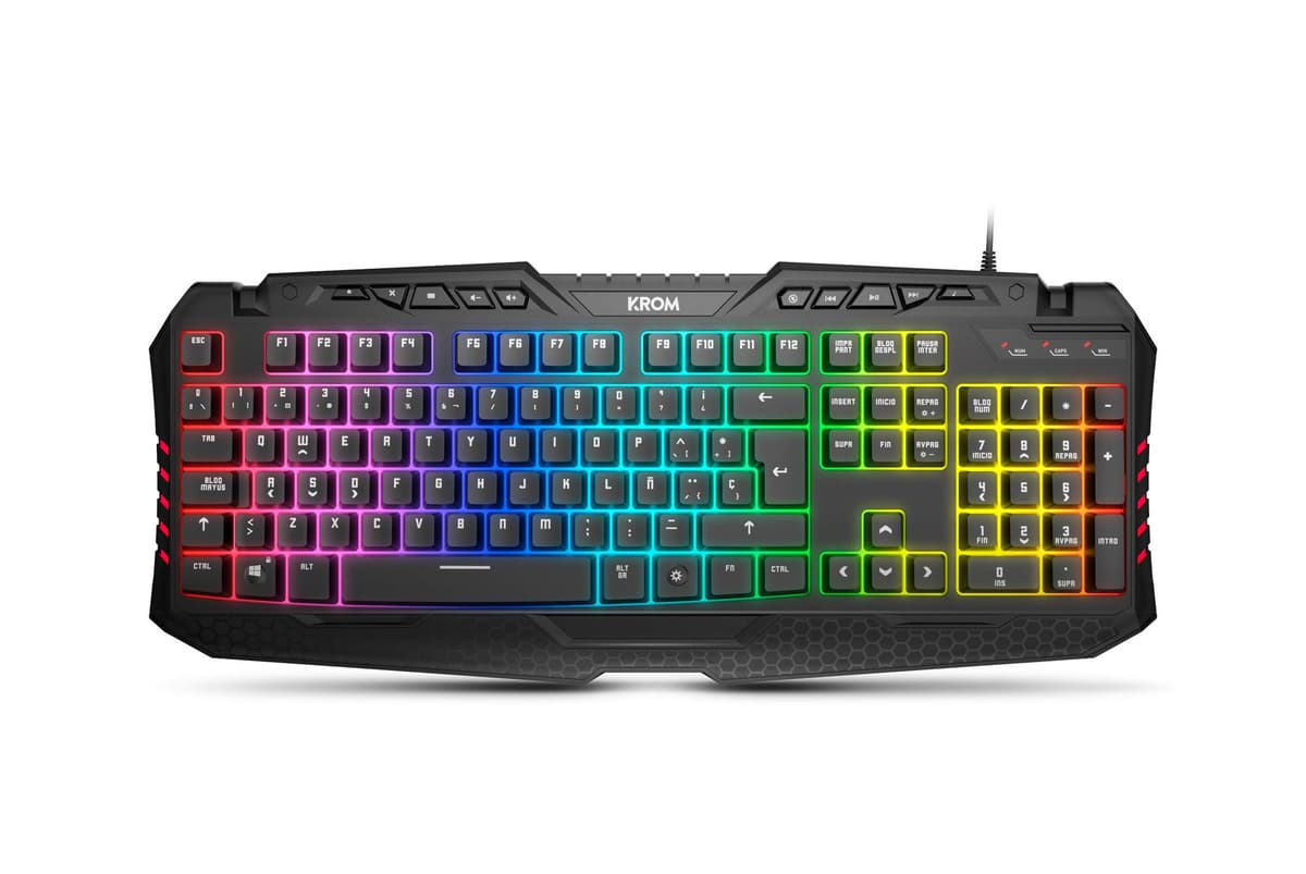 KROM Kalista - Teclado Gaming de Membrana RGB Rainbow, Formato 62%, Modo Gaming, N-19 Anti-ghosting, Windows | Mac, Layout español, Negro — view 14