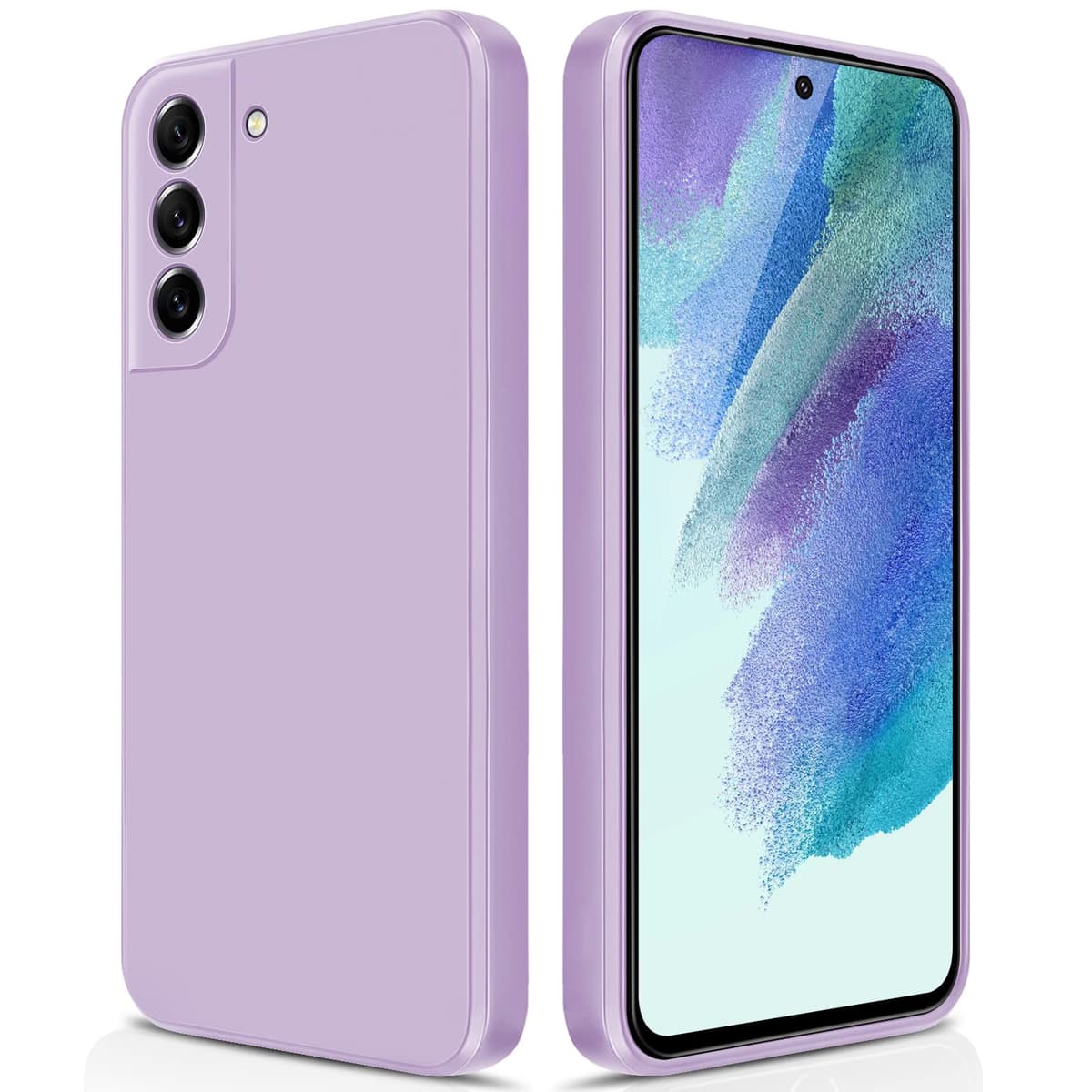 GiiYoon Case Compatible with Samsung Galaxy S21 FE, Silky-Soft Touch Full-Body Protective Phone Silicone Case, Shockproof Cover with Microfiber Lining, Purple